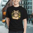 Cute Raccoon Reading Book Flowers Floral Graphic Youth Cute Raccoon Reading Book Flowers Floral Graphic Youth