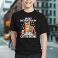 Easily Distracted By Cats And Books Book Lover Cat Graphic Youth