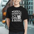 Easily Distracted By Cats And Books Reading Apparel Graphic Youth Easily Distracted By Cats And Books Reading Apparel Graphic Youth