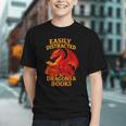 Easily Distracted By Dragons And Books Reading Graphic Youth