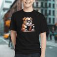 English Bulldog Reading a Book Dog For Men Women Girls Kids Graphic Youth
