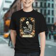 Floral Tarot Card The Reader Skeleton Reading Book Graphic Youth