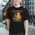 Life Is Better With Cats And Books Cute Cat Lover Graphic Youth