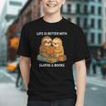 Life Is Better With Sloths And Books Cute Sloth Lover Graphic Youth