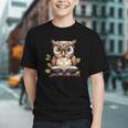 Owl Reading A Book Perched On A Branch Bookworm Graphic Youth Owl Reading A Book Perched On A Branch Bookworm Graphic Youth
