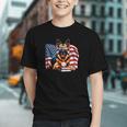 Patriotic German Shepherd Books Baseball USA Flag Vintage Graphic Youth