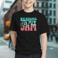 Reading Is My Jam Book Lover Bookworm Teacher Library Reader Graphic Youth