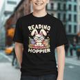 Reading Makes You Hoppier Bunny Book Fans Toddler Kid Graphic Youth