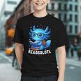 Readsolotl Blue Kawaii Axolotl Book Lover Reading Graphic Youth