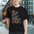 Sip Coffee Pet Cats Read Books Repeat Book Cat Lover Graphic Youth