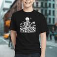 Skeleton Reading Book Floral Dark For Book Lovers Graphic Youth