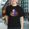 Spooky Grim Reaper Reading A Book Cute Creepy Halloween Graphic Youth