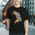 Teacher Shirt Giraffe Holding Books Bookworm Librarian Graphic Youth