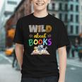 Wild About Reading Books Reader Bookworm Animals Book Lover Graphic Youth
