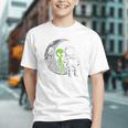 Astronaut Reading Book To Alien Moon Space Women Kids Men Premium Tri-Blend Graphic Youth