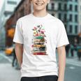 Book Stack With Flowers Reading Lover Bookish Graphic Youth