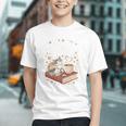 Coffee Cats & Books Cute Cat Book Lover Reading Graphic Youth