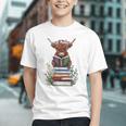 Cute Highland Cow With Book Floral Bookworm Librarian Book Graphic Youth Cute Highland Cow With Book Floral Bookworm Librarian Book Graphic Youth