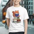 Cute Kawaii Kids Reading Books Glasses Red Panda Lover Graphic Youth