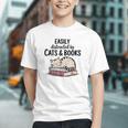 Easily Distracted By Cats And Books Cute Book Lover Graphic Youth