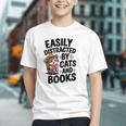 Easily Distracted By Cats And Books Lovers Reading Graphic Youth
