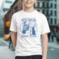 Sarcastic Anti Social Book Club Cat Skull Book Lover Graphic Youth