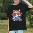 Adorable Book Lover Maine Coon Cat With Reading Glasses Cute Graphic Youth