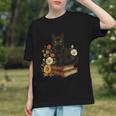 Cute Cat Book Flowers Graphic Youth