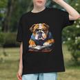 Cute Dog English Bulldog Reading Book Graphic Youth
