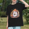 Cute Ghost Drinking Coffee Halloween Reading Book Retro Graphic Youth