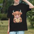 Cute Highland Cow Reading Book Graphic Youth