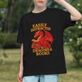 Easily Distracted By Dragons And Books Reading Graphic Youth