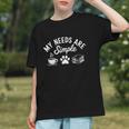 My Needs Are Simple Cat Dog Reading Book Coffee Graphic Youth My Needs Are Simple Cat Dog Reading Book Coffee Graphic Youth