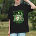 Retro Book Lucky Reading Teacher St Patrick's Day -Adults Small Cotton Blend Polyester Blend Short Sleeve Graphic Youth