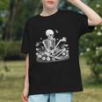 Skeleton Reading Book Floral Dark For Book Lovers Graphic Youth