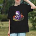 Spooky Grim Reaper Reading A Book Cute Creepy Halloween Graphic Youth