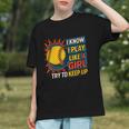 Women's Girls Softball Play Like A Girl Comic Book Pop Art Graphic Youth