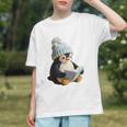 Cute Penguin Reading Book Faux-Crochet Print Graphic Youth