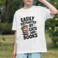 Easily Distracted By Cats And Books Lovers Reading Graphic Youth