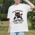 Read Banned Books Drink Coffee Fight Evil Retro Cat Graphic Youth