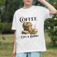 Sleeping Cat And Books With Coffee Lover Graphic Youth
