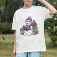 Snowman Reading Book Lovers Christmas Bookworm Librarian Graphic Youth