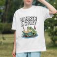 Unearth a Story Frog Reading a Book Summer 2026 Premium Tri-Blend Graphic Youth