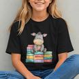 Adorable Donkey With Heart Sitting On Colorful Book Stack Graphic Youth