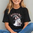 Boo Ghost Books Coquette Bow Halloween Women School Teacher Graphic Youth