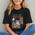 All Booked For Christmas Cute Bookish Cat Lover Graphic Youth