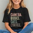 Camera Books Cats And Coffee Lover Photography Men Women Graphic Youth