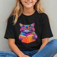 Cat Book Shirt Colorful Cat Reading Book Graphic Youth Cat Book Shirt Colorful Cat Reading Book Graphic Youth