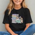 Cat On Books Pets Cats Reading Book Nerd Read Reader Bookcat Graphic Youth