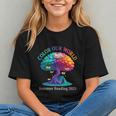 Color Our World Summer Reading 2025 Tree Book Lover Camping Graphic Youth